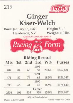 1993 Jockey Star #219 Ginger Kiser-Welch Back